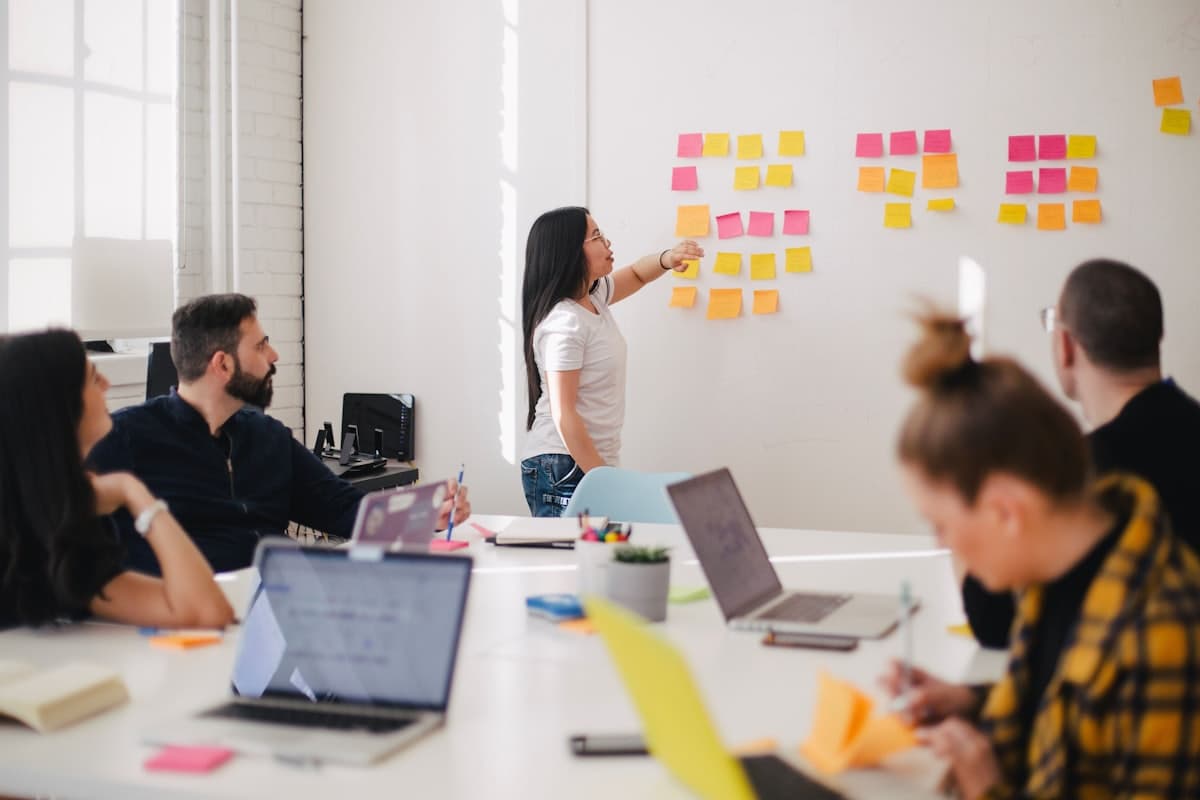 A diverse small business team taking part in a workplace training session